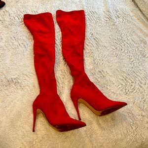 Red suede STEVE MADDEN over the knee boots